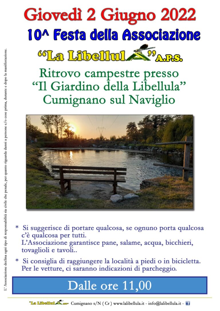 10^ festa dell’associazione La Libellula – 2 giugno 2022